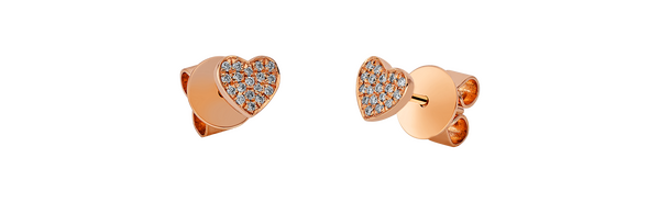 Brogle Classic heart stud earrings with diamonds Brogle Classic heart stud earrings with diamonds