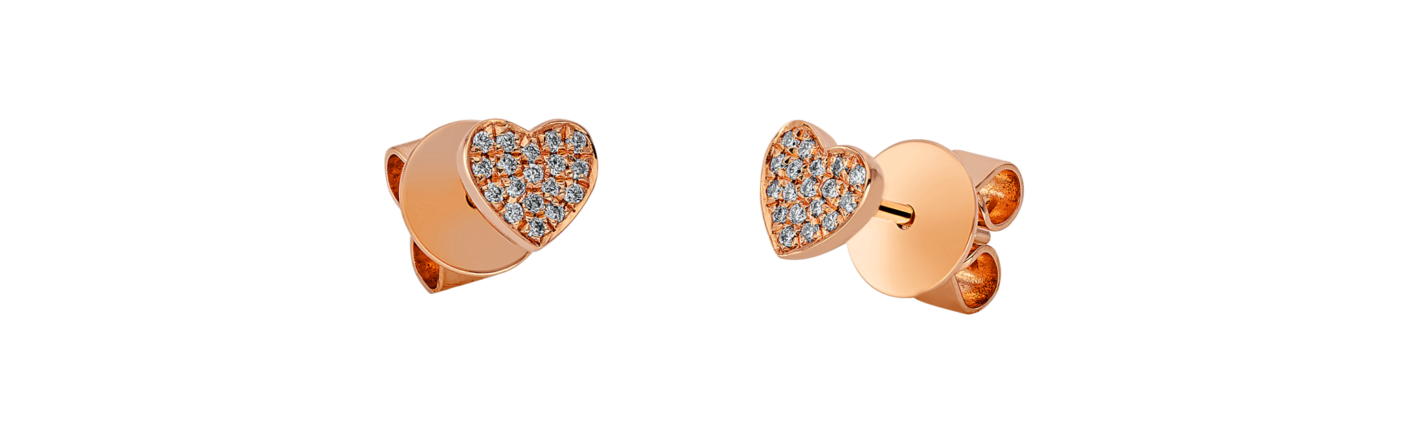 Brogle Classic heart stud earrings with diamonds Brogle Classic heart stud earrings with diamonds