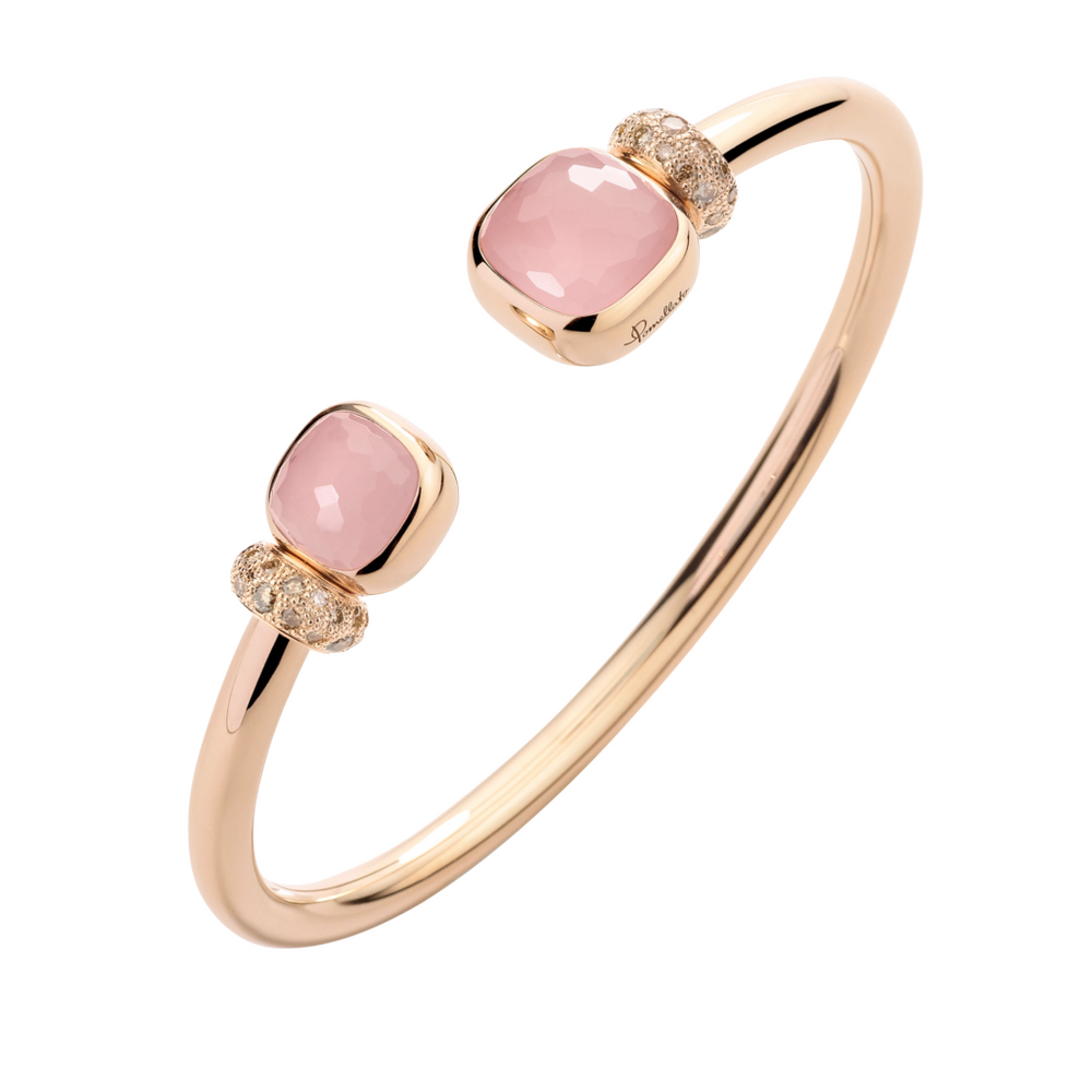 Pomellato Nudo Classic & Petit mit Rosenquarz und Chalcedon Armspange