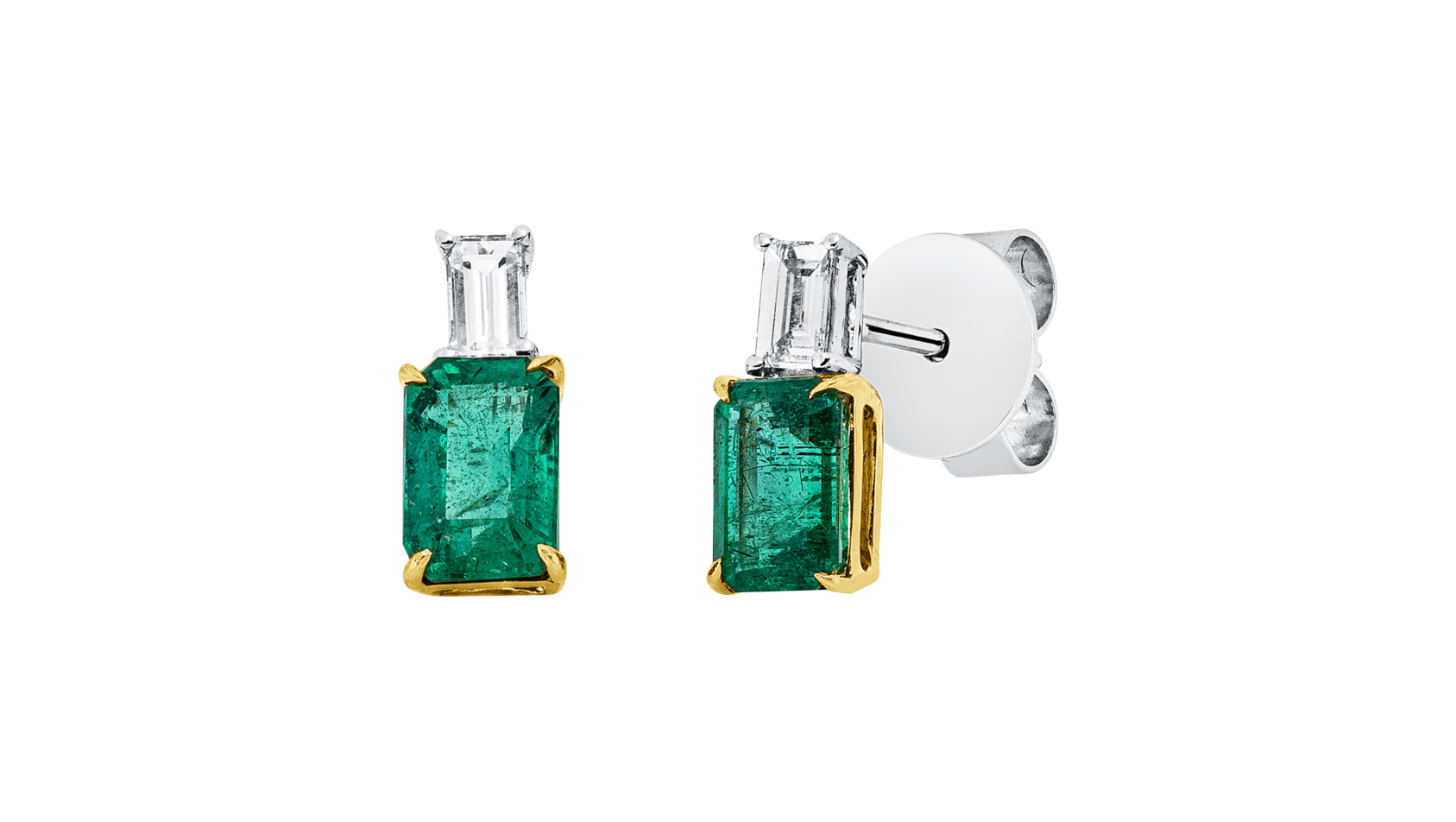 Brogle Selection bicolour emerald stud earrings