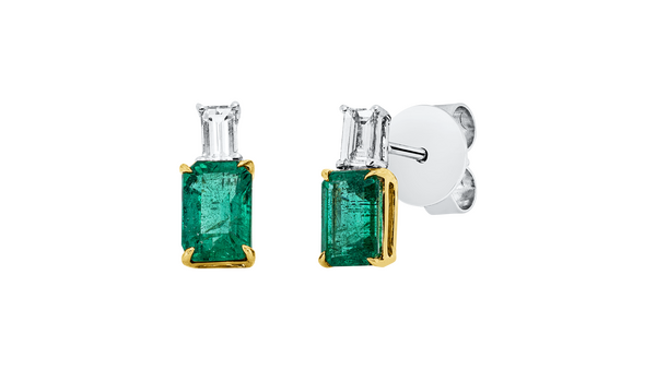 Brogle Selection bicolour emerald stud earrings