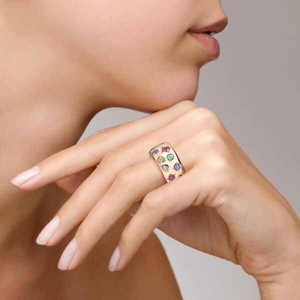 PAB9012 O7000 000VA 100 Pomellato maxi iconica colour ring rose gold 18kt red tourmaline orange sapphire blue sapphire spinel tanzanita ruby j64b0459acdc80ef3