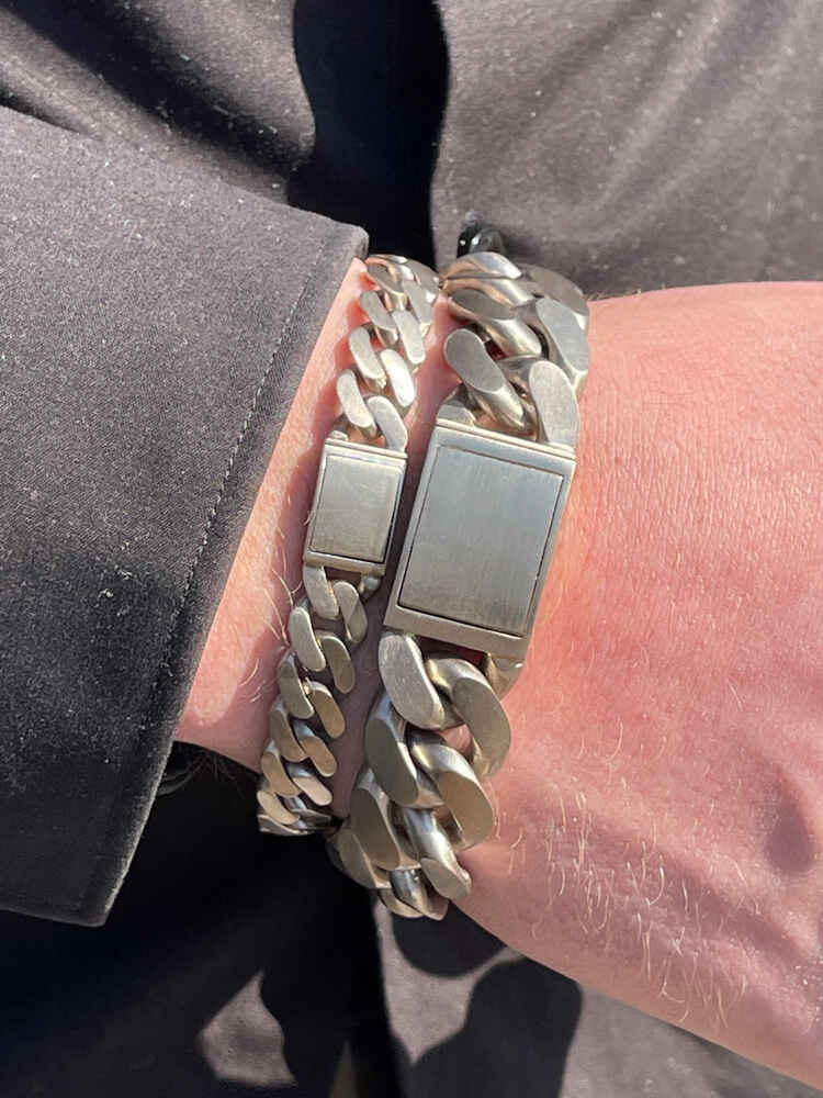 Emil Kraus Cuban Link oval diamond-plated curb chain bracelet, 10mm