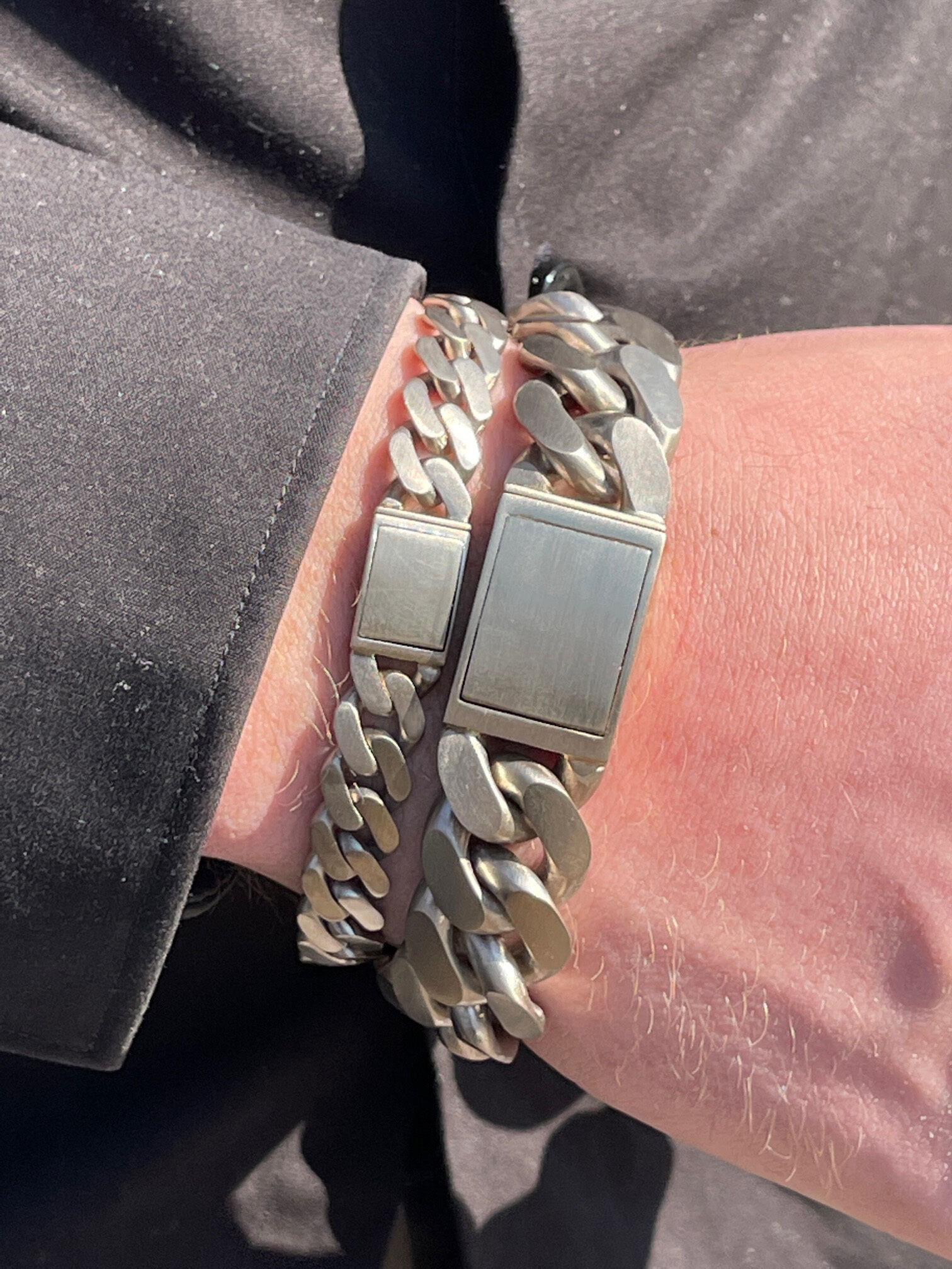 Emil Kraus Cuban Link oval diamond-plated curb chain bracelet, 18mm Emil Kraus Cuban Link oval diamond-plated curb chain bracelet, 18mm