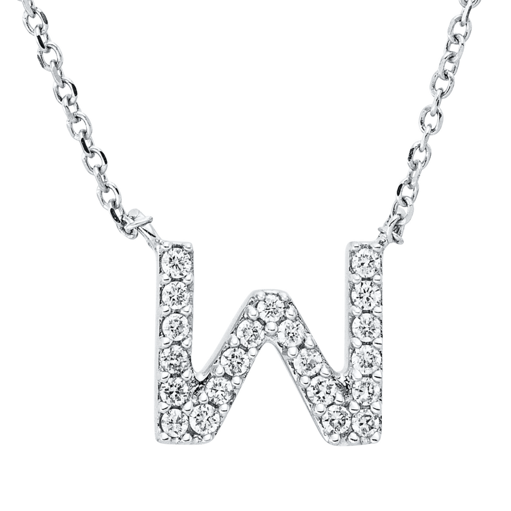 Brogle Classic Kette mit Diamantbuchstaben W