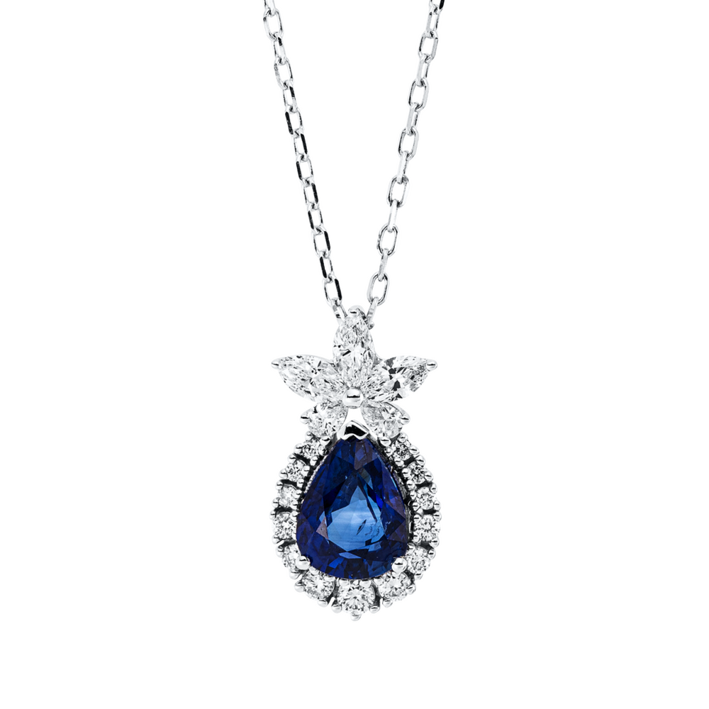 Brogle Selection gold chain with sapphire pendant