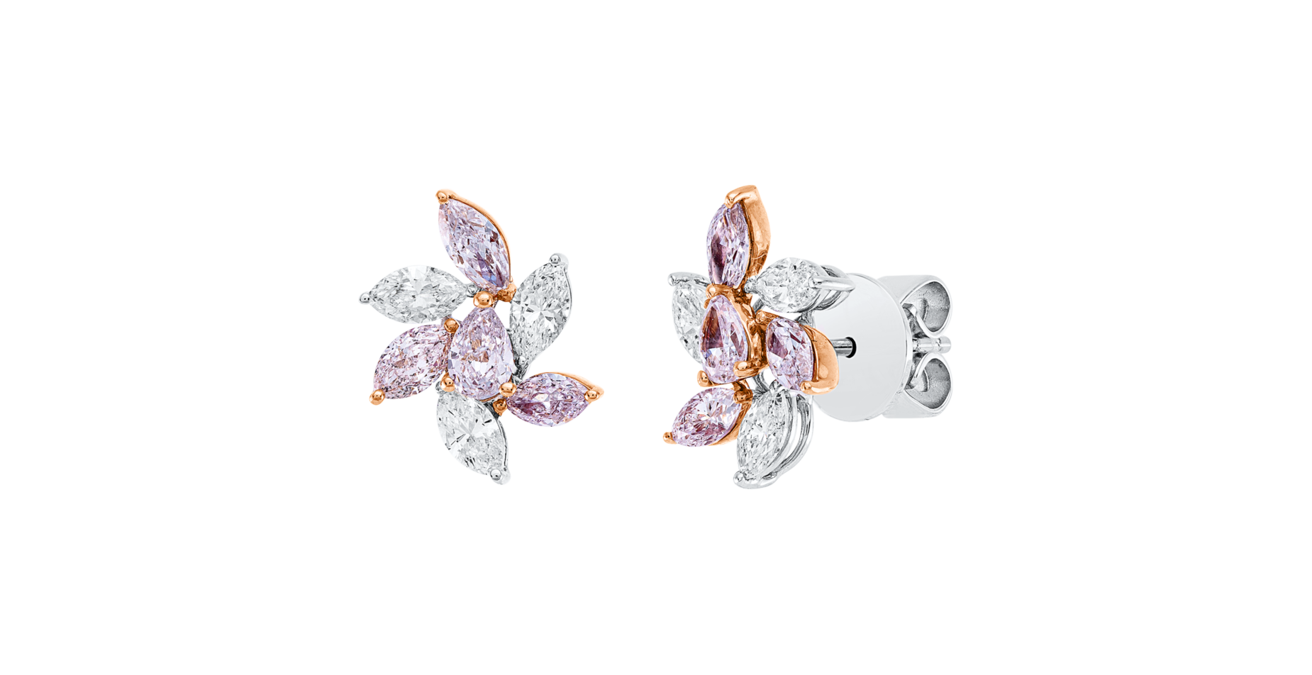 Brogle Selection bicolour diamond stud earrings Brogle Selection bicolour diamond stud earrings