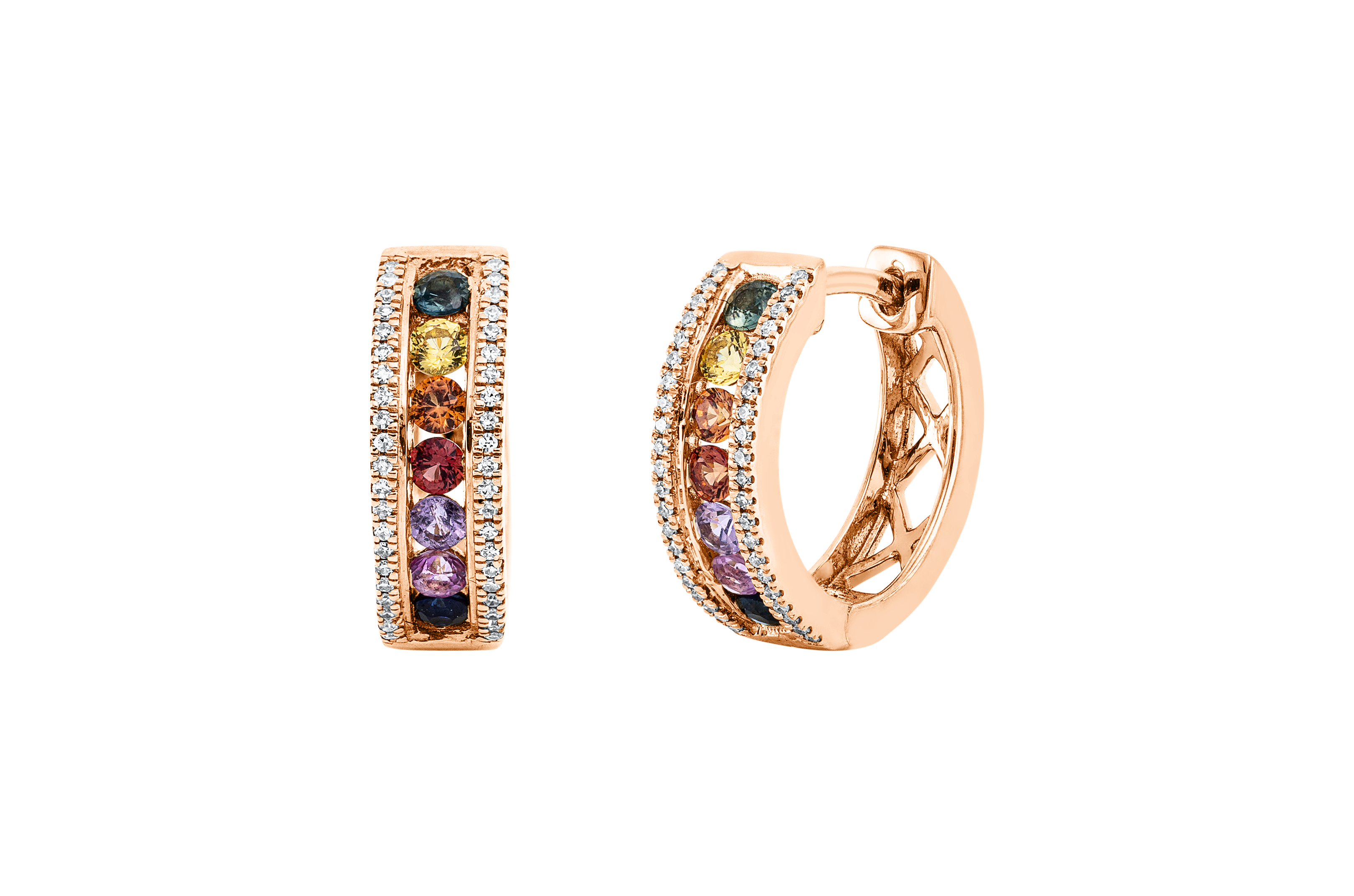 Brogle Classic sapphire hoop earrings Rainbow Brogle Classic sapphire hoop earrings Rainbow