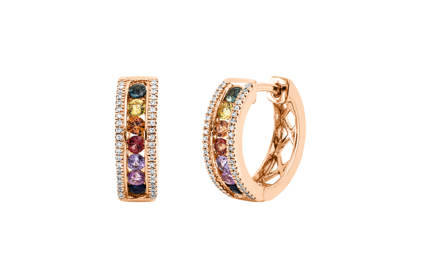 Brogle Classic sapphire hoop earrings Rainbow Brogle Classic sapphire hoop earrings Rainbow