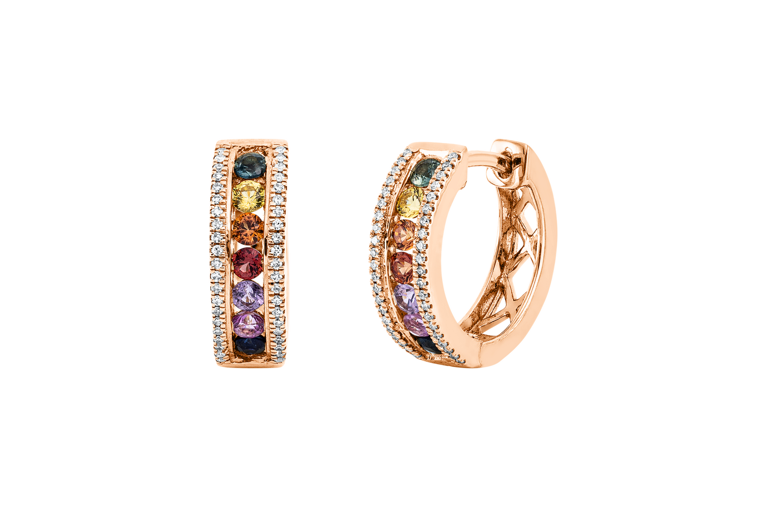 Brogle Classic sapphire hoop earrings Rainbow Brogle Classic sapphire hoop earrings Rainbow