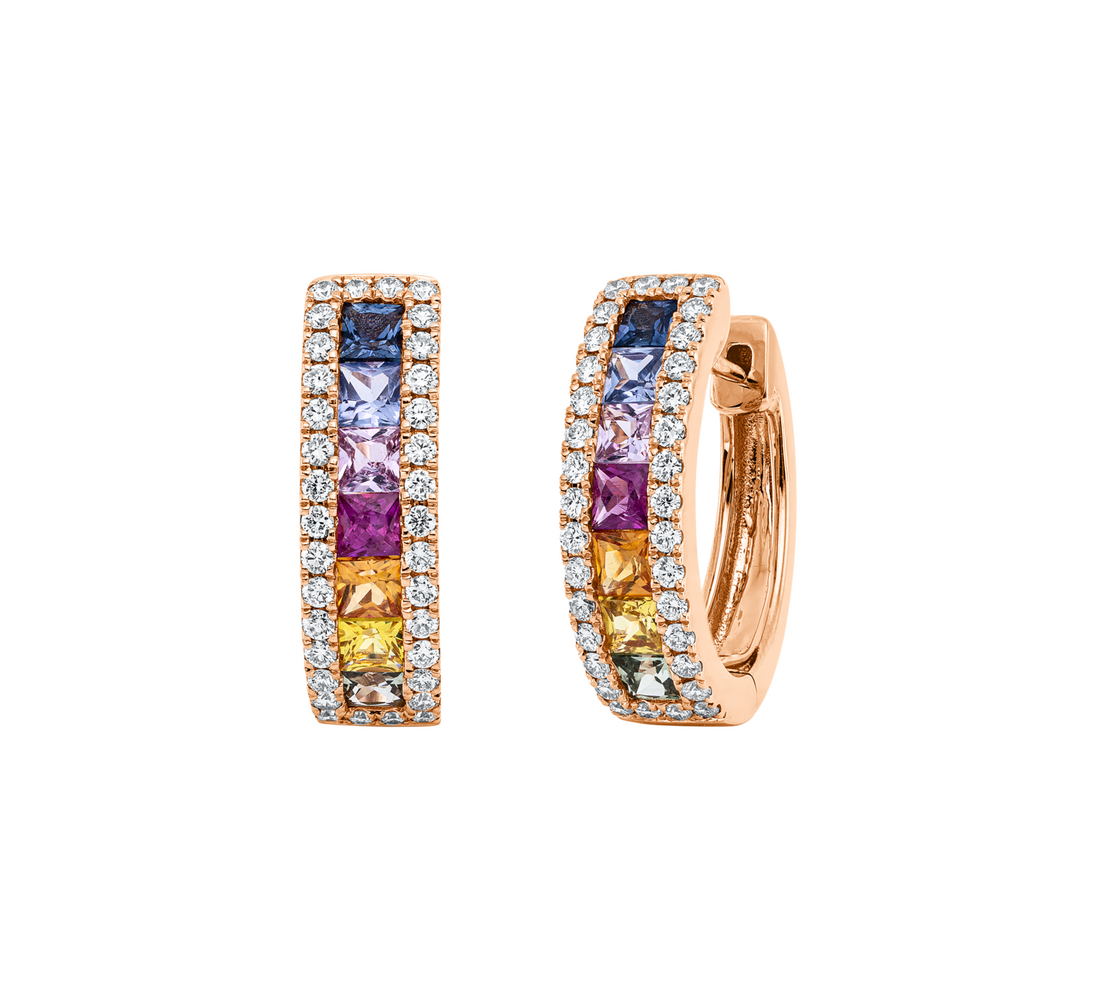 Brogle Classic sapphire hoop earrings Rainbow