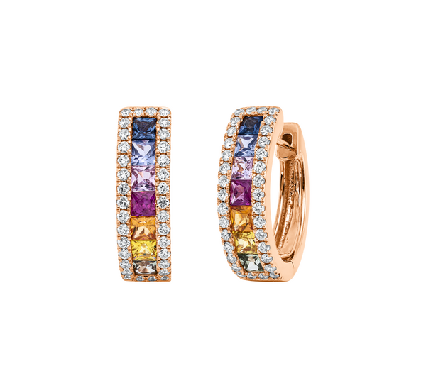 Brogle Classic sapphire hoop earrings Rainbow Brogle Classic sapphire hoop earrings Rainbow