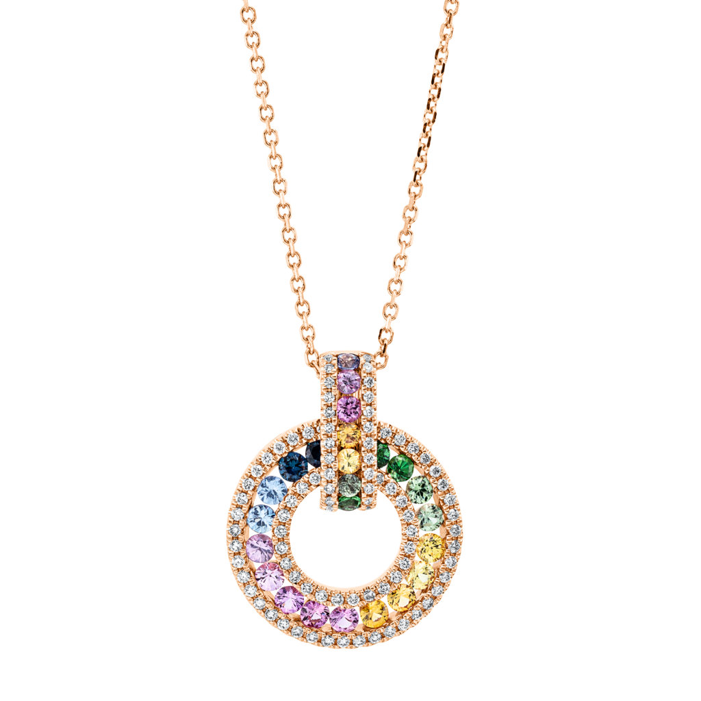 Brogle Classic necklace with Rainbow colored stone pendant Brogle Classic necklace with Rainbow colored stone pendant
