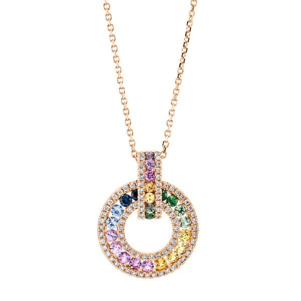 Brogle Classic necklace with Rainbow colored stone pendant Brogle Classic necklace with Rainbow colored stone pendant