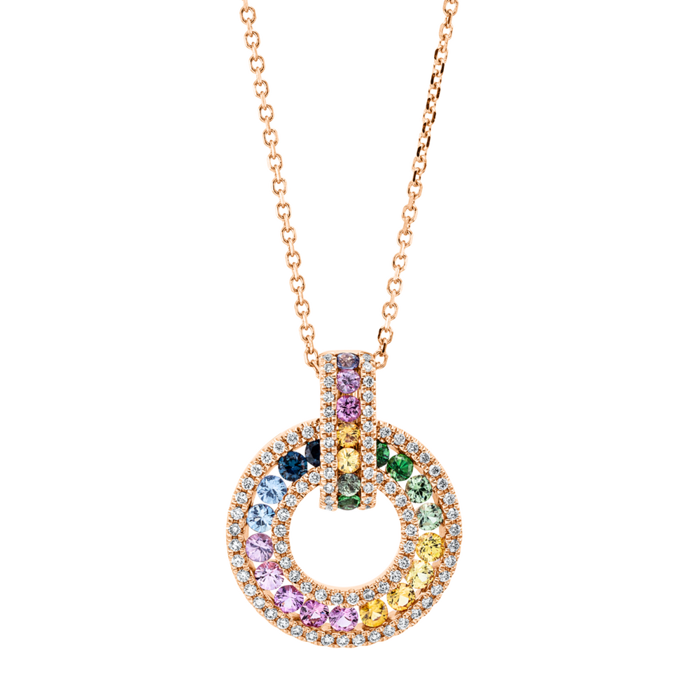 Brogle Classic necklace with Rainbow colored stone pendant Brogle Classic necklace with Rainbow colored stone pendant