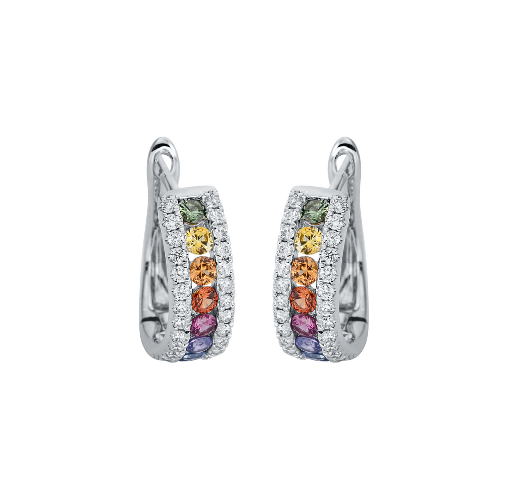 Brogle Classic sapphire hoop earrings Rainbow Brogle Classic sapphire hoop earrings Rainbow