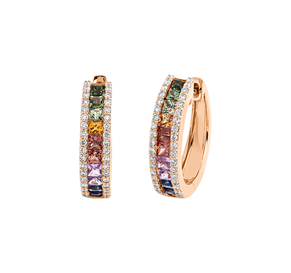 Brogle Classic sapphire hoop earrings Rainbow