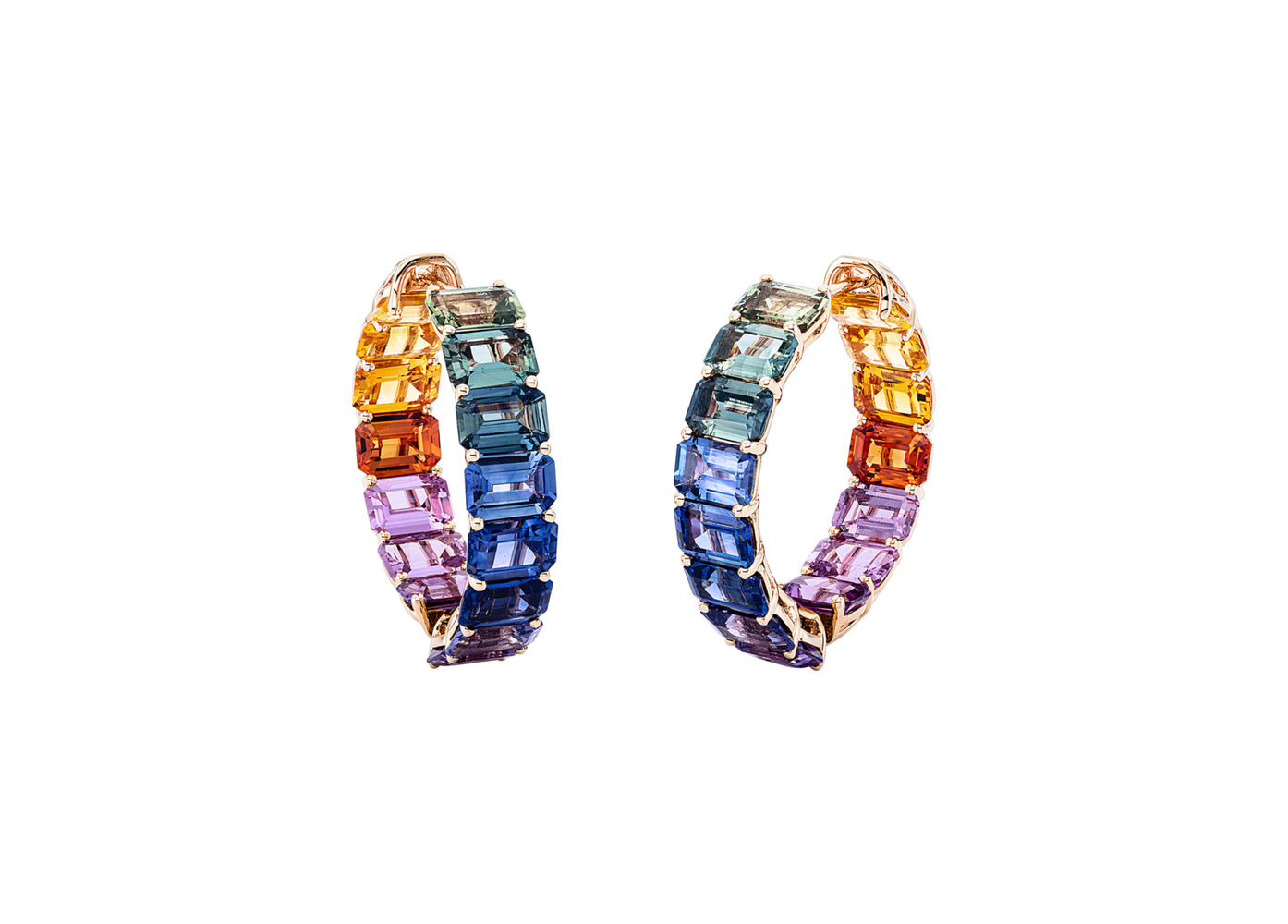 Brogle Selection sapphire hoop earrings Rainbow Brogle Selection sapphire hoop earrings Rainbow