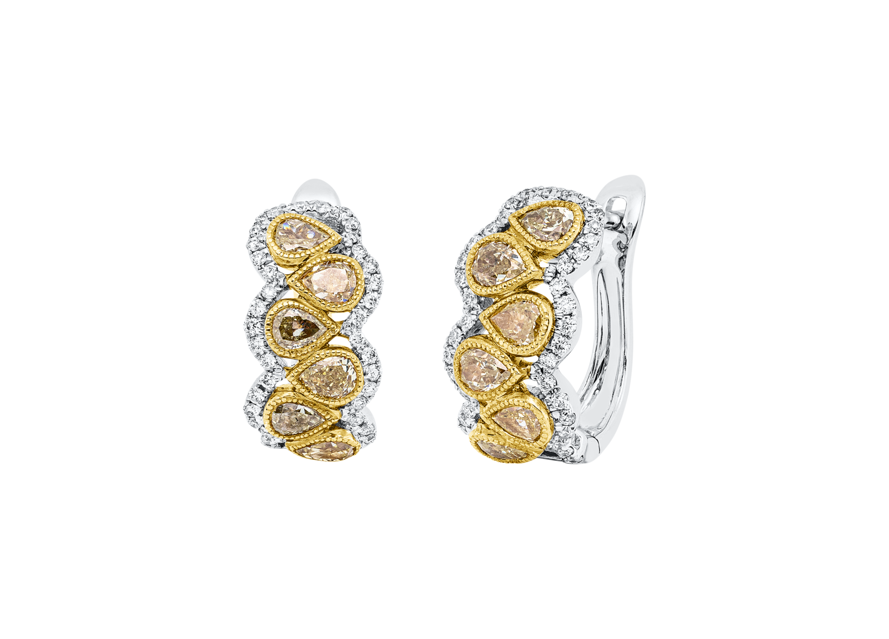 Brogle Selection bicolor diamond hoop earrings Brogle Selection bicolor diamond hoop earrings