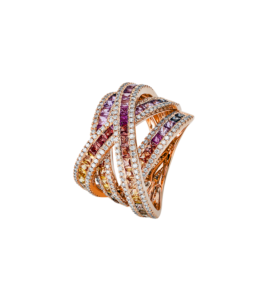 Brogle Selection Rainbow colored stone ring Brogle Selection Rainbow colored stone ring