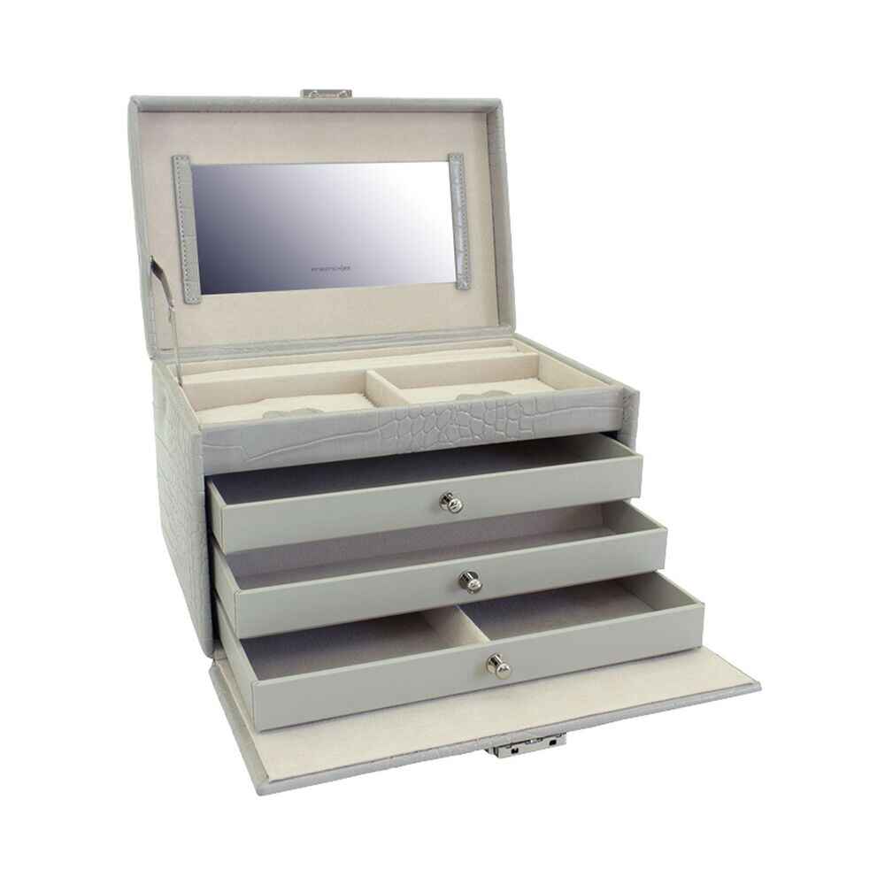 Friedrich Schmuckkoffer Kroko - Hellgrau Friedrich Schmuckkoffer Kroko - Hellgrau