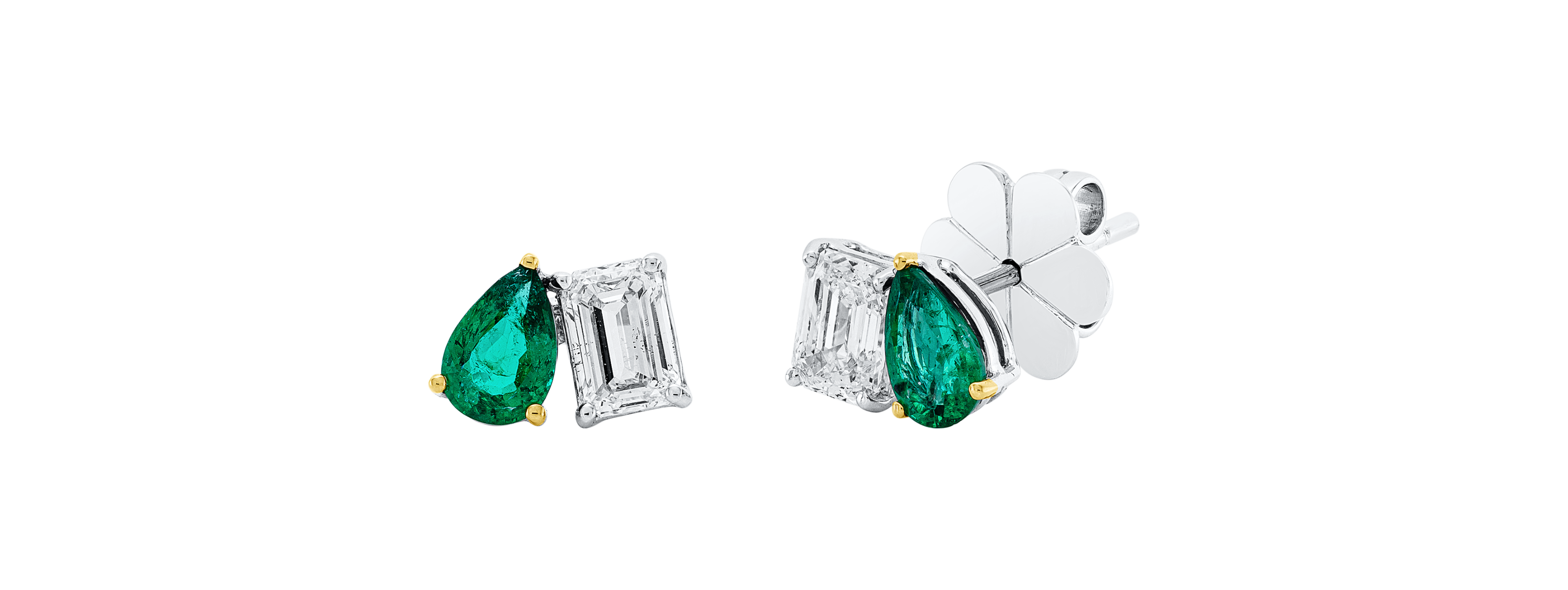 Brogle Selection bicolour emerald stud earrings