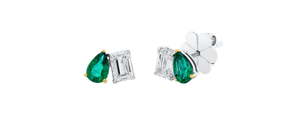 Brogle Selection bicolour emerald stud earrings