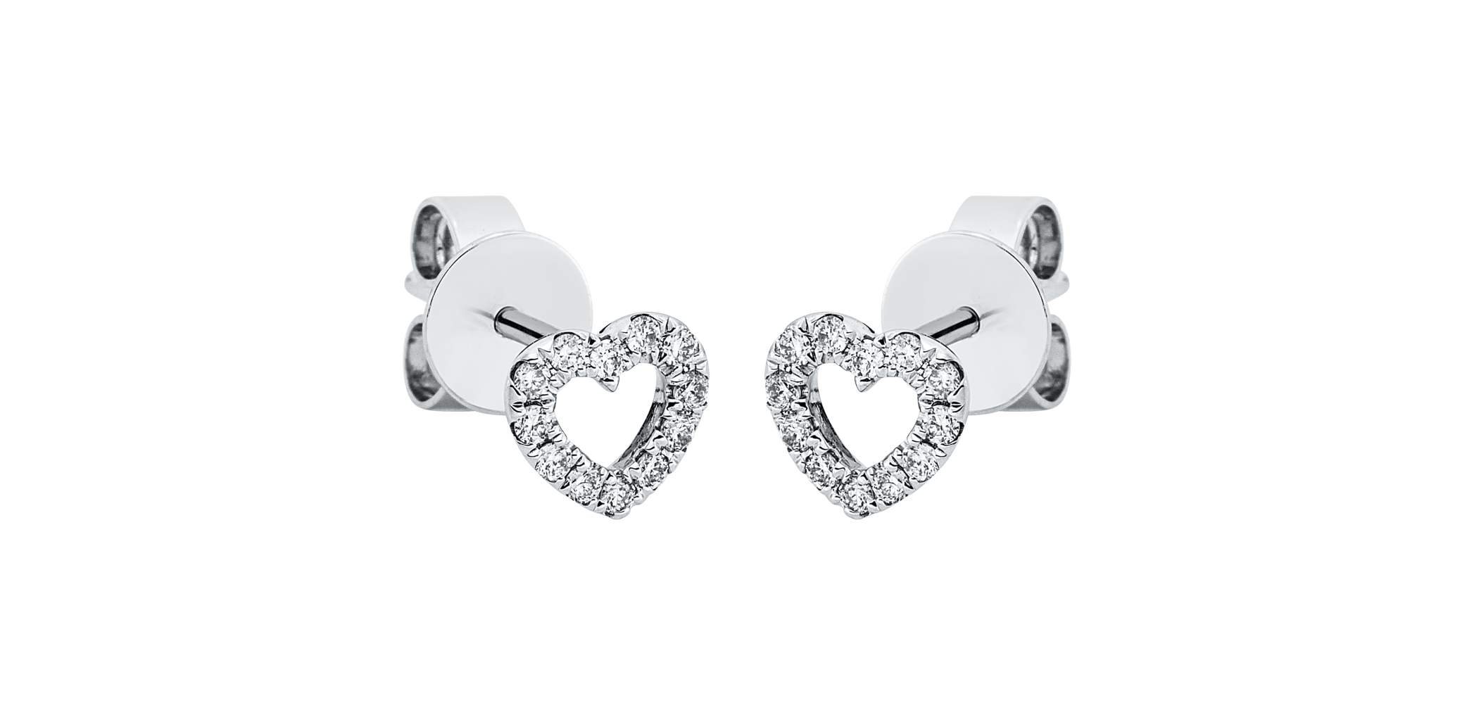 Brogle Classic heart stud earrings with diamonds Brogle Classic heart stud earrings with diamonds
