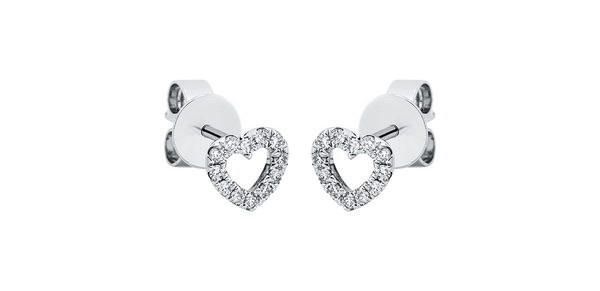 Brogle Classic heart stud earrings with diamonds Brogle Classic heart stud earrings with diamonds