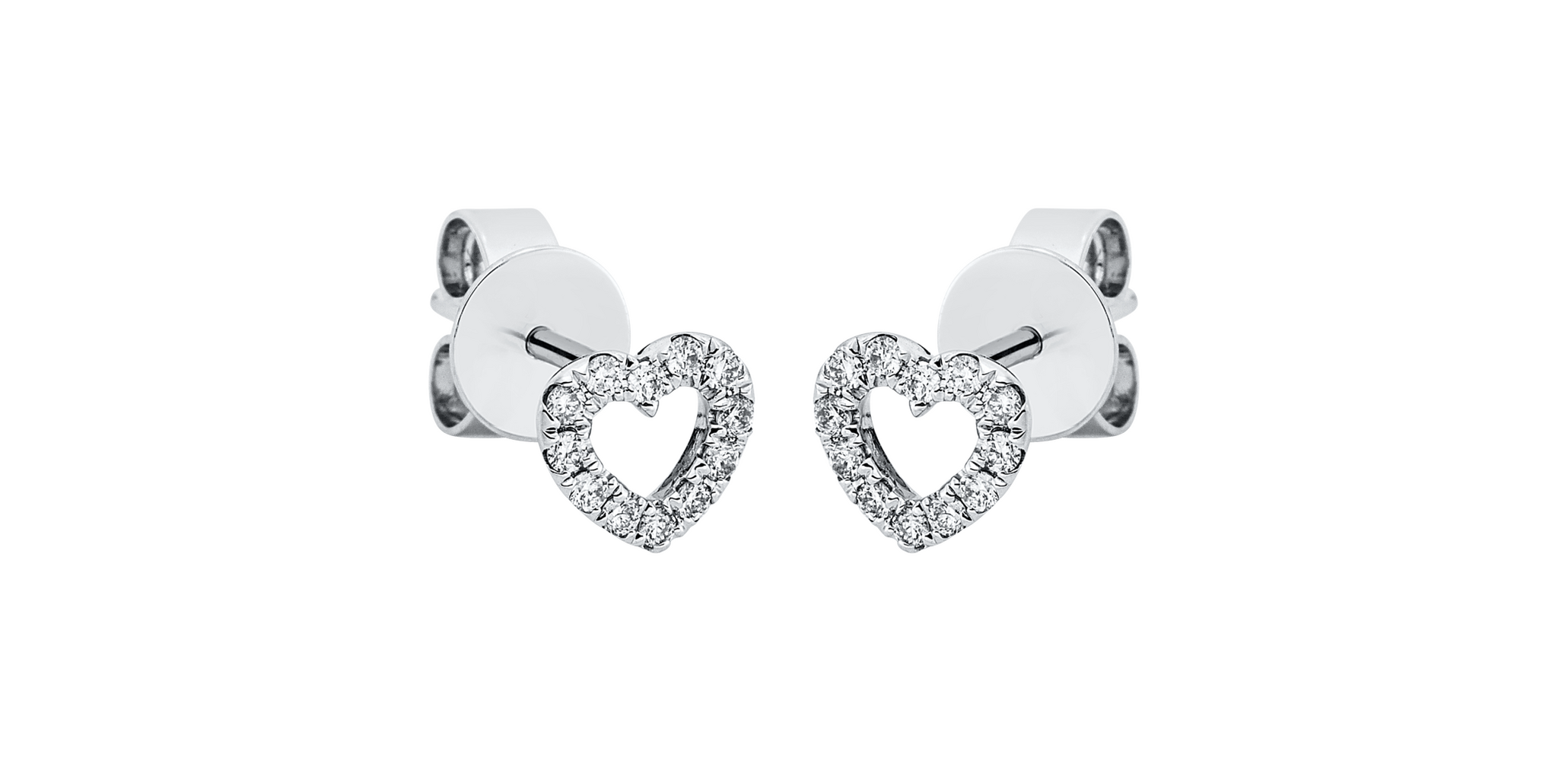 Brogle Classic heart stud earrings with diamonds Brogle Classic heart stud earrings with diamonds