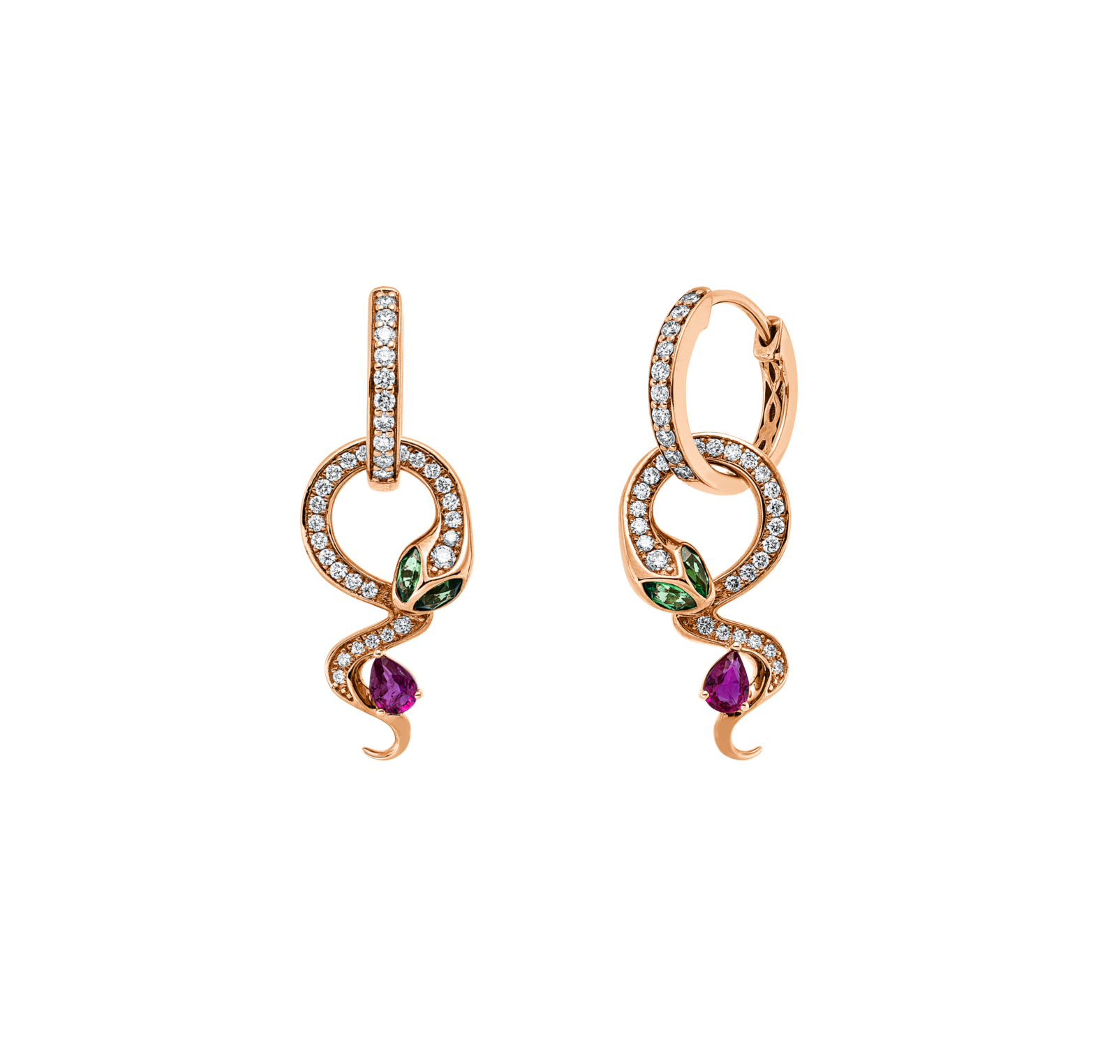 Brogle Classic coloured stone hoop earrings