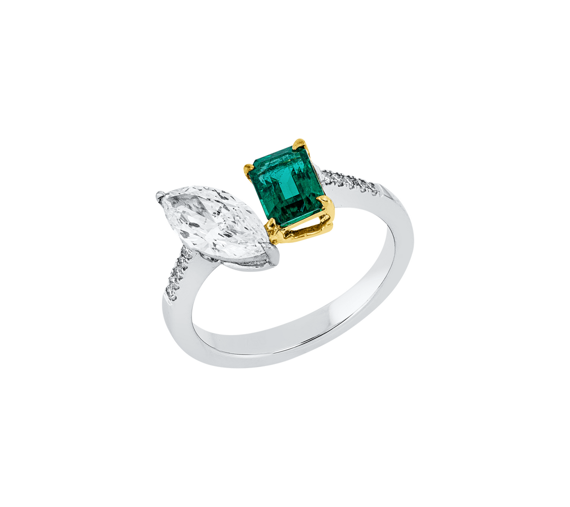 Brogle Selection bicolour emerald ring Brogle Selection bicolour emerald ring