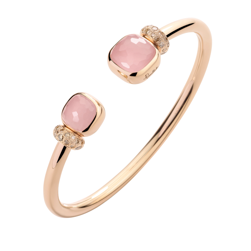 Pomellato Nudo Classic & Petit with Rose Quartz and Chalcedony Bangle Pomellato Nudo Classic & Petit with Rose Quartz and Chalcedony Bangle