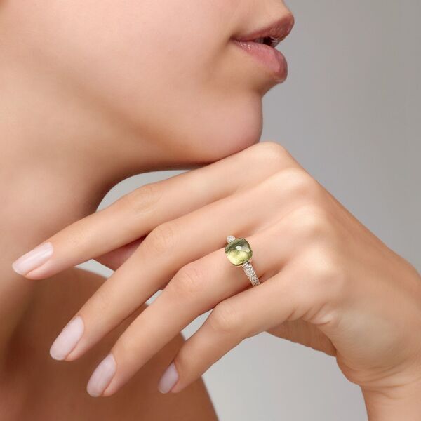 PAB7040 O6WHR DB0PA 100 Pomellato nudo petit ring rose gold 18kt white gold 18kt prasiolite diamond d64b0458813609021