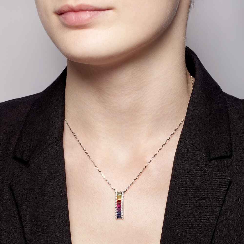 Brogle Classic necklace with sapphire pendant Rainbow