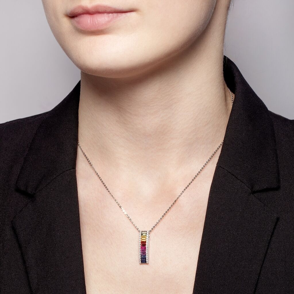 Brogle Classic necklace with sapphire pendant Rainbow Brogle Classic necklace with sapphire pendant Rainbow