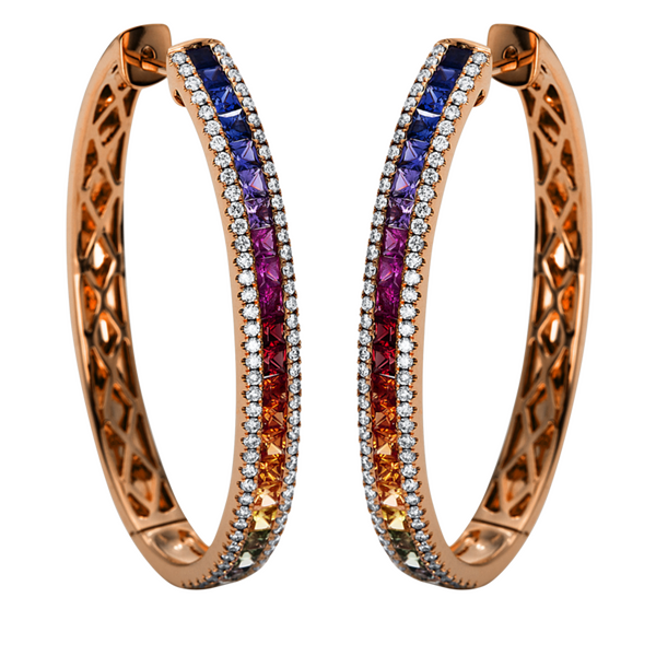 Brogle Selection Rainbow hoop earrings with sapphires