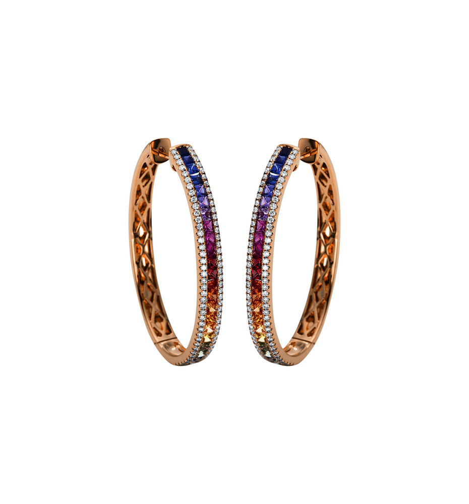 Brogle Selection sapphire hoop earrings Rainbow Brogle Selection sapphire hoop earrings Rainbow