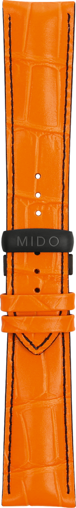 Mido Multifort orange cowhide leather strap