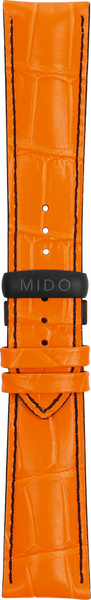 Mido Multifort orange cowhide leather strap