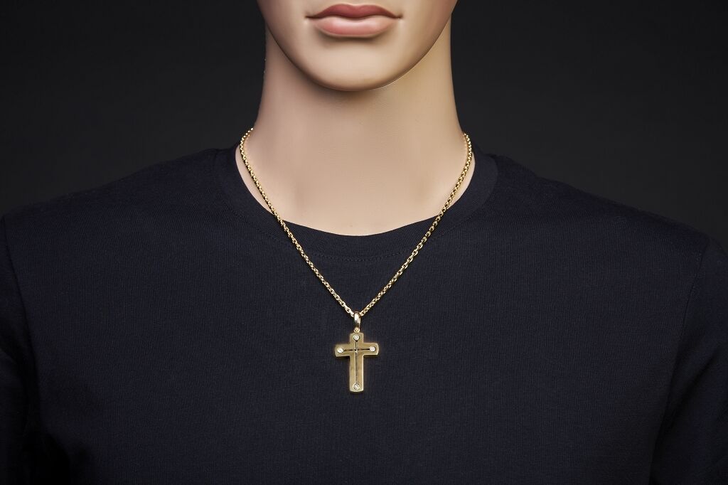 Brogle Classic Bicolor Kreuzanhänger aus Gold