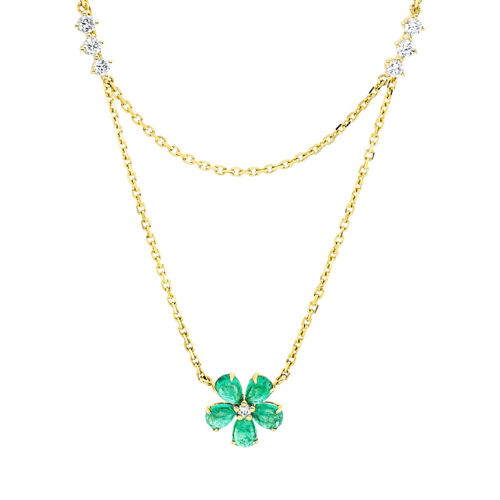 Brogle Classic gold chain with emerald pendant