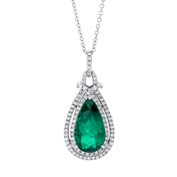 Brogle Selection gold chain with emerald pendant