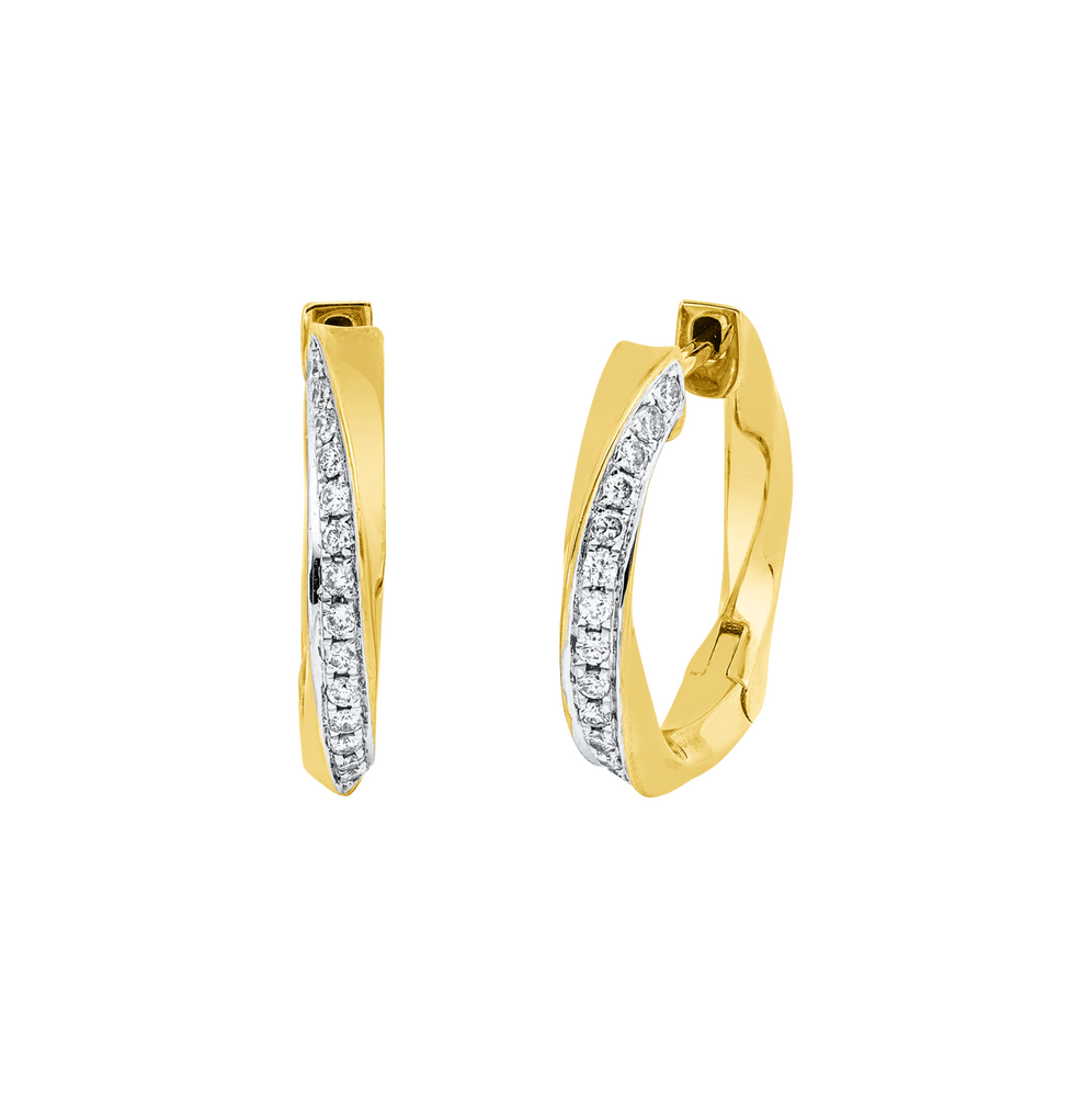 Brogle Classic bicolor diamond hoop earrings