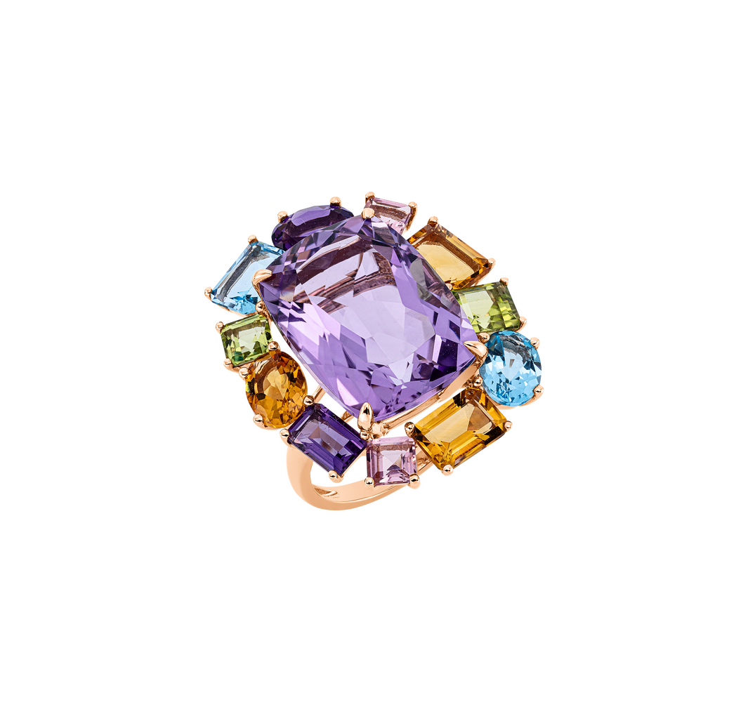 Brogle Classic Rainbow colored stone ring