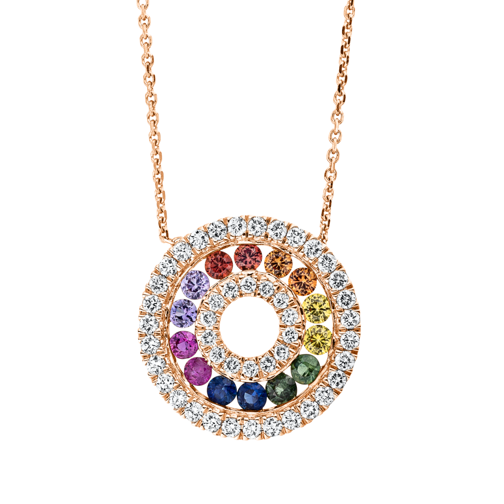 Brogle Classic Kette mit Saphiranhänger Rainbow