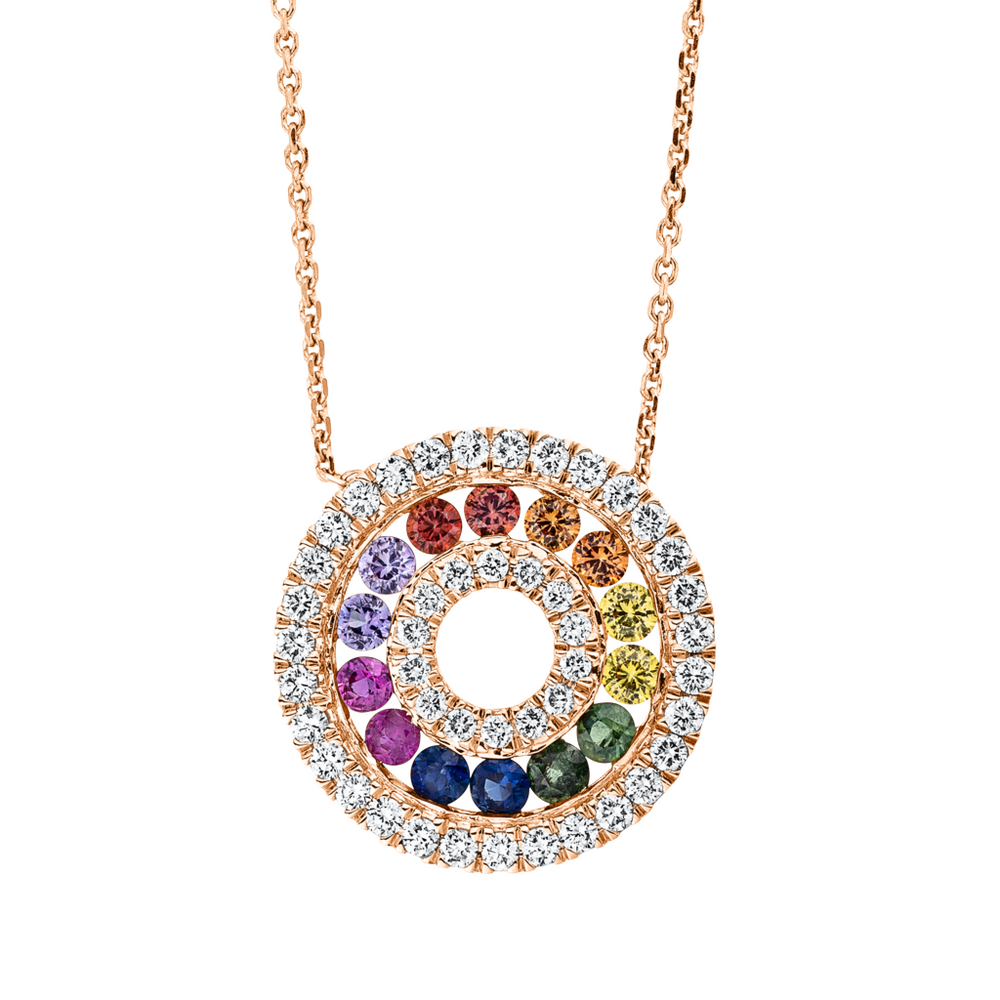 Brogle Classic Kette mit Saphiranhänger Rainbow