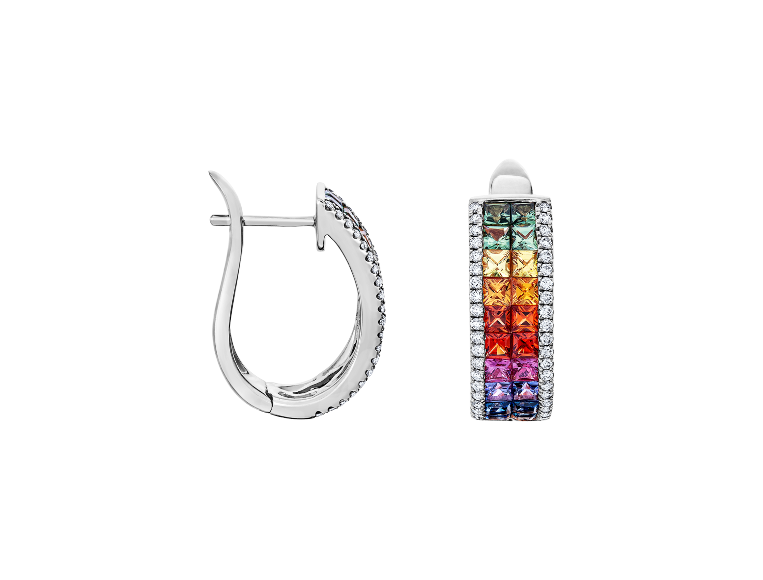 Brogle Classic sapphire hoop earrings Rainbow Brogle Classic sapphire hoop earrings Rainbow