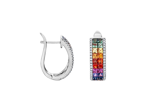 Brogle Classic sapphire hoop earrings Rainbow Brogle Classic sapphire hoop earrings Rainbow