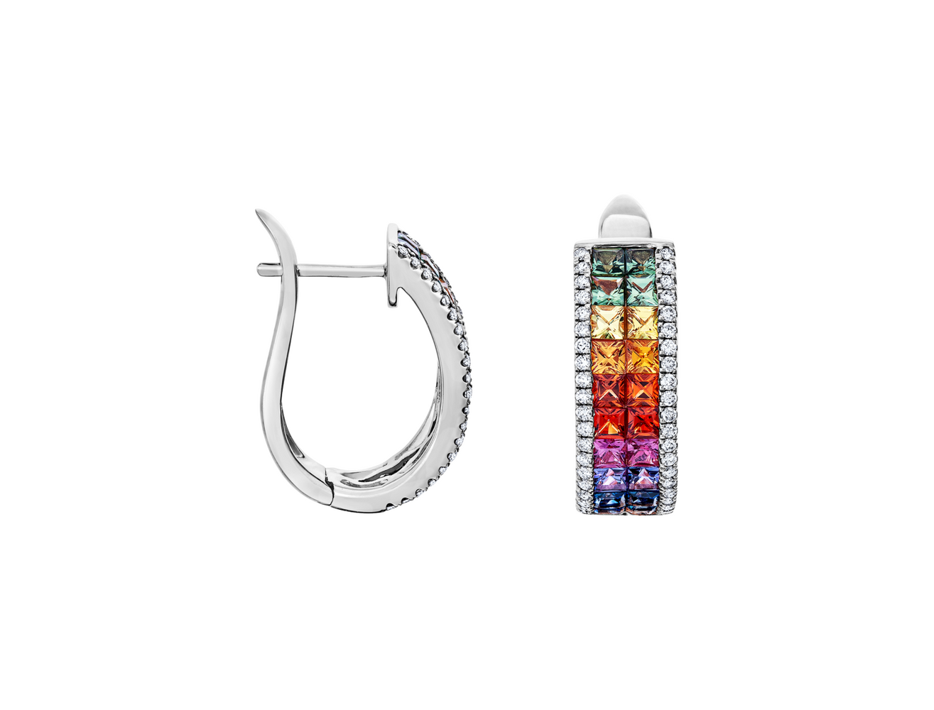 Brogle Classic sapphire hoop earrings Rainbow Brogle Classic sapphire hoop earrings Rainbow